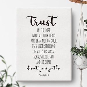 🆕 Trust in the Lord Canvas Print Wall Art 11.5”x15”, Bible Verse Proverbs 3:5-6